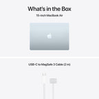 Apple MacBook Air 15,3-tum med M5-chip: Byggd för AI, Liquid Retina-skärm, 16GB enhetligt minne, 512GB SSD, 12 MP Center Stage-kamera, Touch ID, wifi 7, himmelsblå
