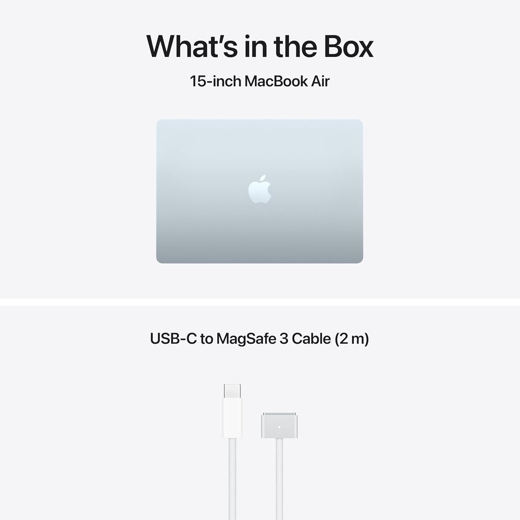Apple MacBook Air 15,3-tum med M5-chip: Byggd för AI, Liquid Retina-skärm, 16GB enhetligt minne, 512GB SSD, 12 MP Center Stage-kamera, Touch ID, wifi 7, himmelsblå