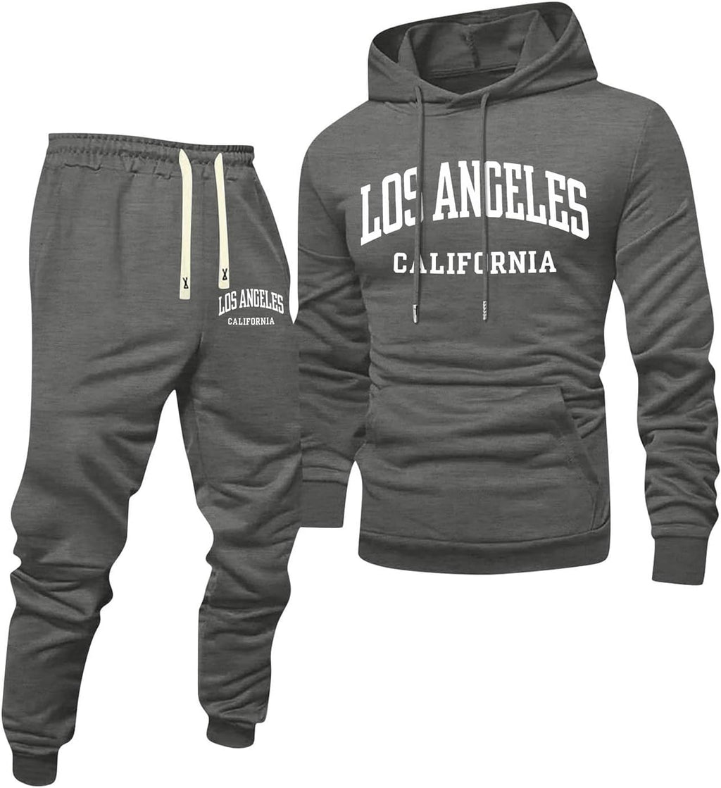 Jogginganzug Herren Frontprint Hoodie Beinprint 2 Teiler Sport Set Herren