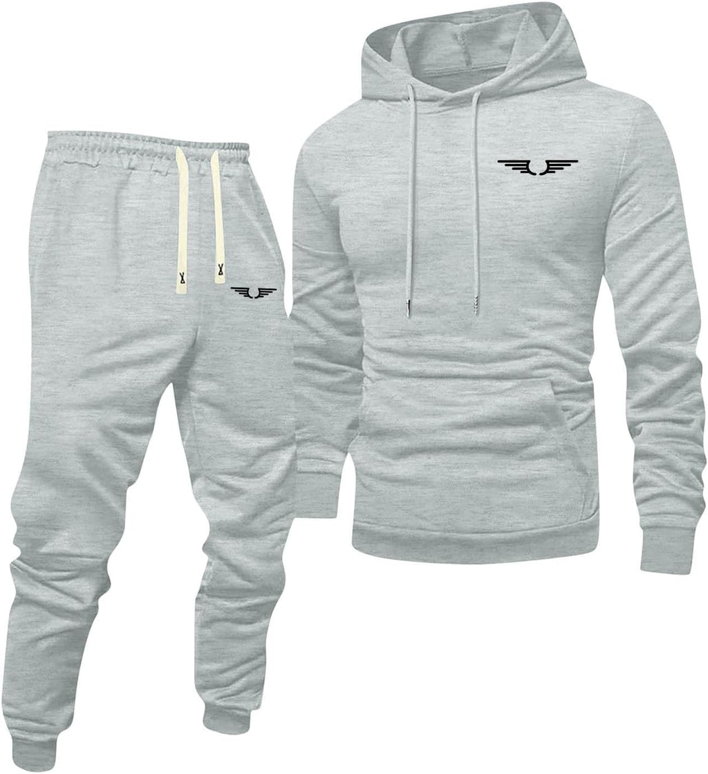 Jogginganzug Herren Frontprint Hoodie Beinprint 2 Teiler Sport Set Herren