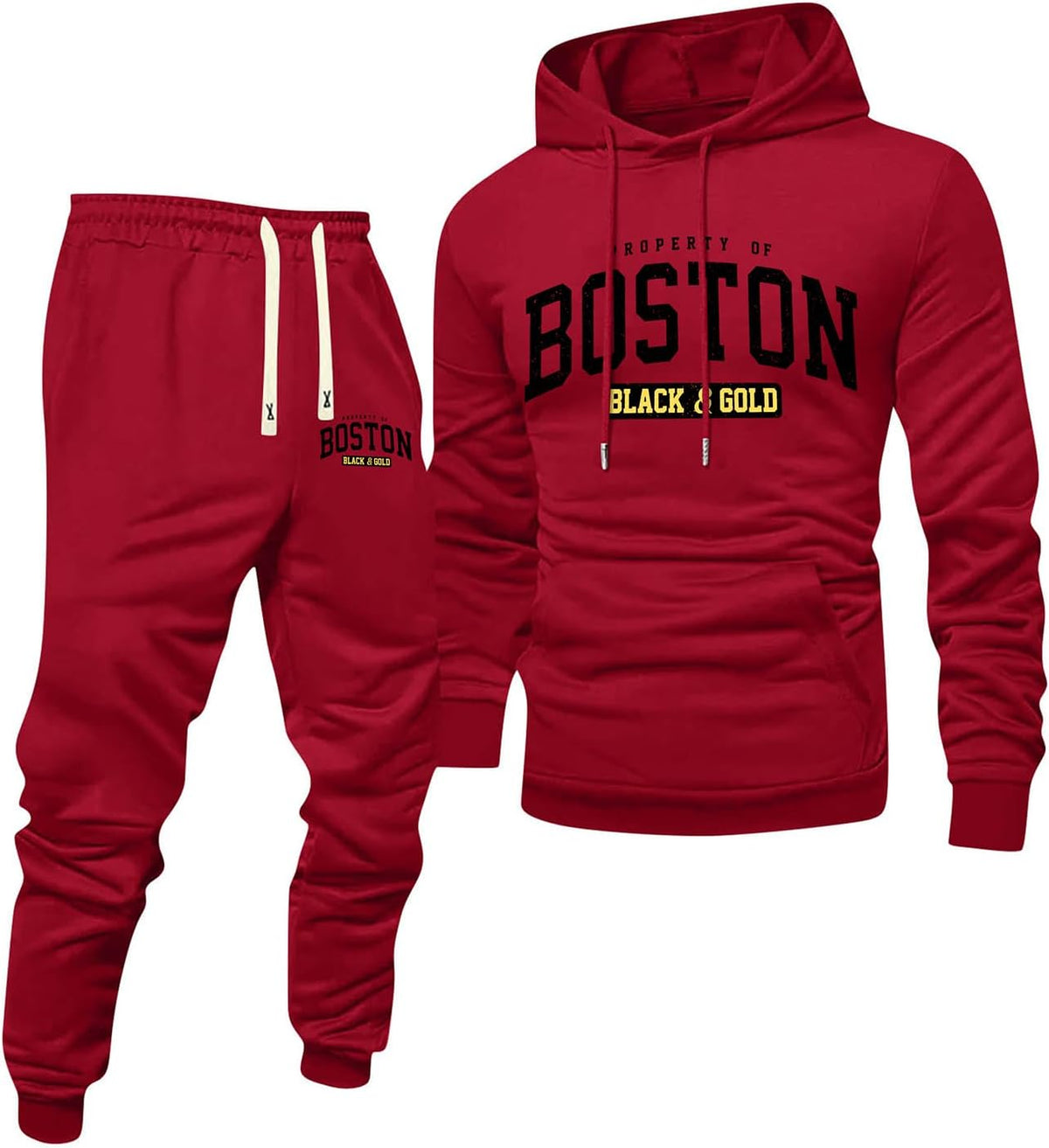 Jogginganzug Herren Frontprint Hoodie Beinprint 2 Teiler Sport Set Herren