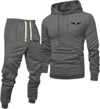 Jogginganzug Herren Frontprint Hoodie Beinprint 2 Teiler Sport Set Herren