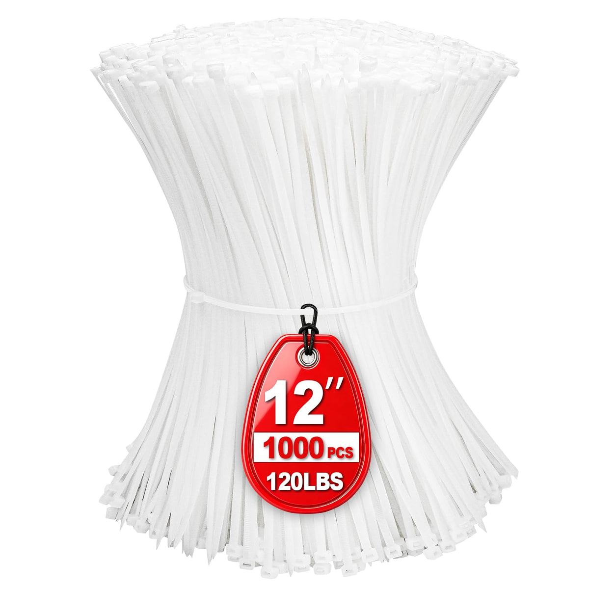 Black Zip Ties Assorted Sizes 4+6+8+10+12-Inch，600PCS Multi-Purpose Self-Locking Nylon Cable Tie,Wire Tie Perfect for Home,Garden Trellis,Office,Garage and Workshop.