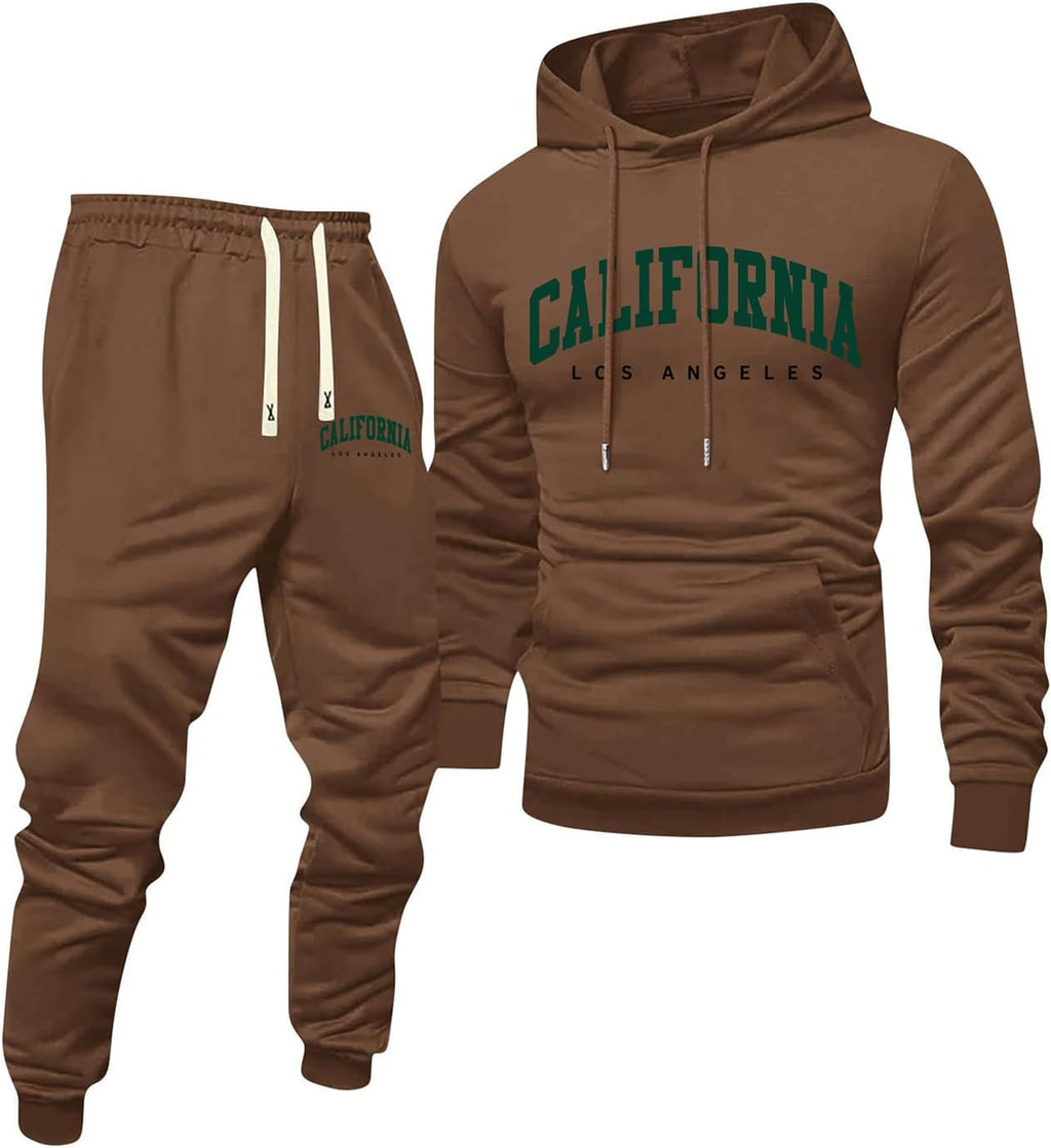 Jogginganzug Herren Frontprint Hoodie Beinprint 2 Teiler Sport Set Herren