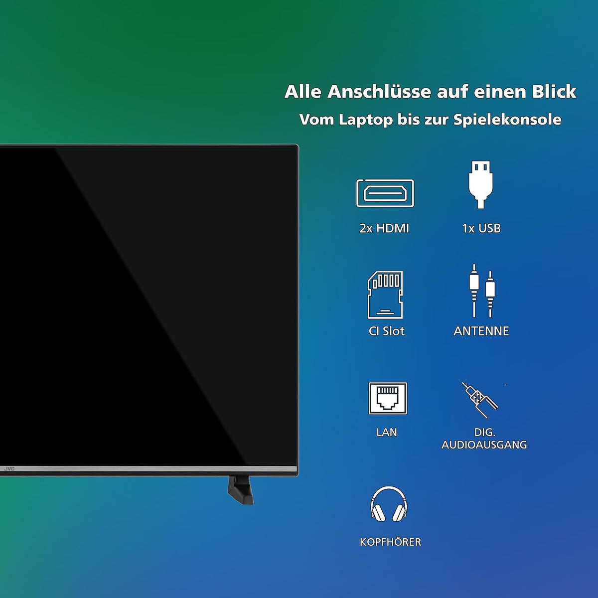JVC VIDAA LT-40VDF2555 (2026) Smart TV, Full HD HDR, med 100 cm skärmdiagonal och inbyggd trippeltuner, LED-TV