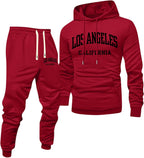 Jogginganzug Herren Frontprint Hoodie Beinprint 2 Teiler Sport Set Herren