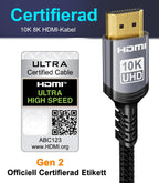 Sniokco 10K 8K 4K HDMI 2.1 Kabel 3M Certifierad 48Gbps Ultra Hög Hastighet