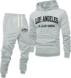Jogginganzug Herren Frontprint Hoodie Beinprint 2 Teiler Sport Set Herren