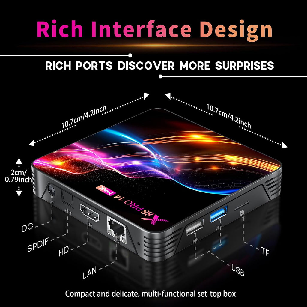 PRO14 MAX 4K Ultra HD Android 14.0 TV-box RK3528 4 GB RAM 64 GB ROM
