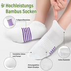 Bambus Sneaker Socken Damen 6/12 Paar, Atmungsaktive Gepolsterte Sportsocken Laufsocken, Anti Schweiß Kurze Socken Damen 39-42 35-38 Bunt, Geschenke für Frauen Sommer