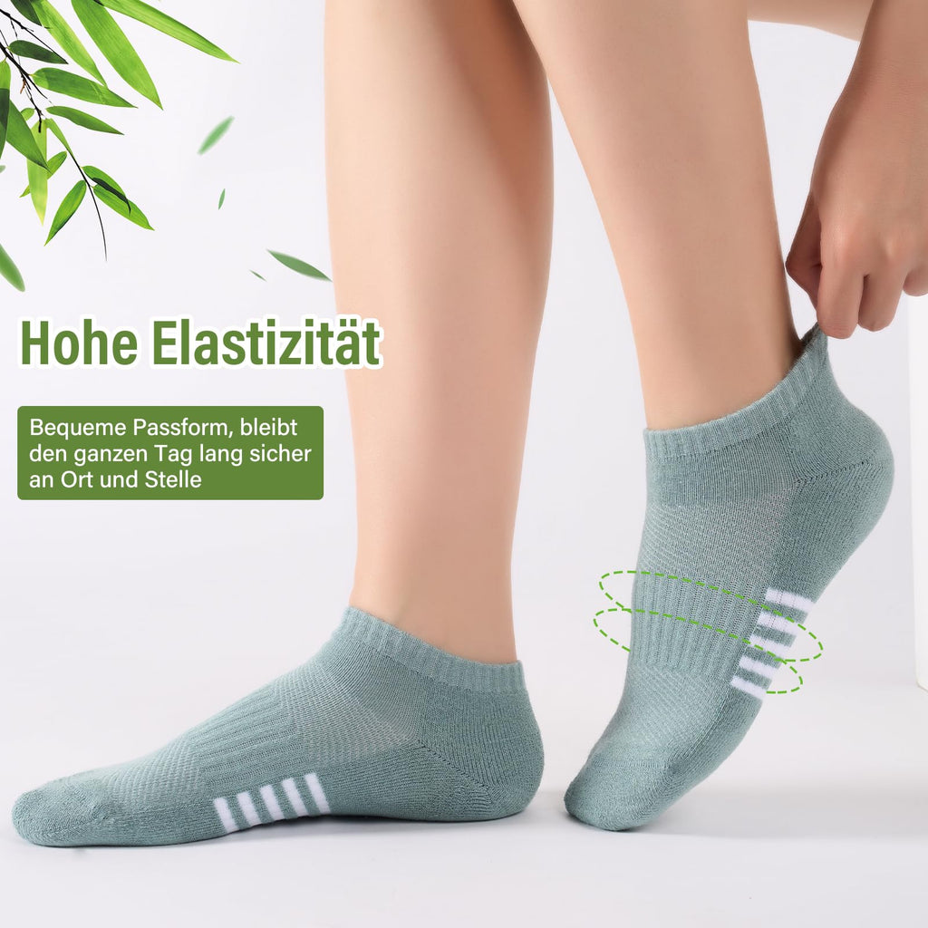 Bambus Sneaker Socken Damen 6/12 Paar, Atmungsaktive Gepolsterte Sportsocken Laufsocken, Anti Schweiß Kurze Socken Damen 39-42 35-38 Bunt, Geschenke für Frauen Sommer