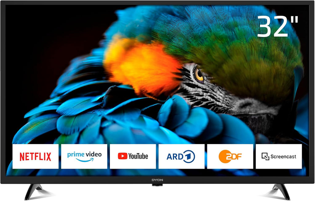 DYON Smart 40 VX-2 Full HD-TV, trippel HD-mottagare (DVB-C/-S2/-T2), App Store, Prime Video, Netflix, YouTube, DAZN, Disney+, svart
