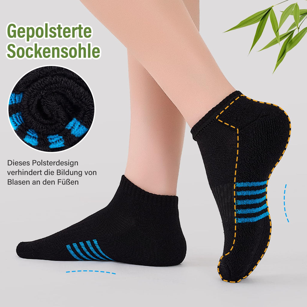 Bambus Sneaker Socken Damen 6/12 Paar, Atmungsaktive Gepolsterte Sportsocken Laufsocken, Anti Schweiß Kurze Socken Damen 39-42 35-38 Bunt, Geschenke für Frauen Sommer