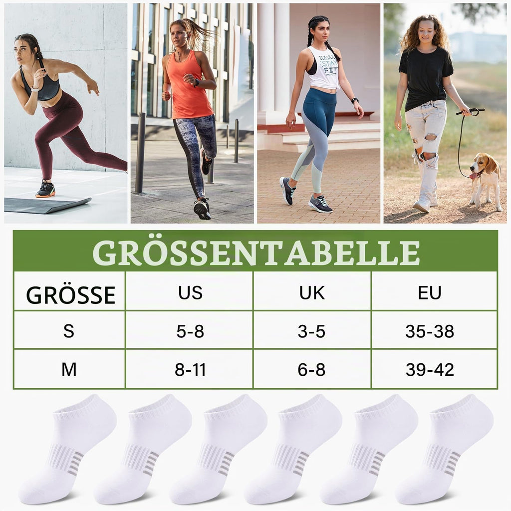 Bambus Sneaker Socken Damen 6/12 Paar, Atmungsaktive Gepolsterte Sportsocken Laufsocken, Anti Schweiß Kurze Socken Damen 39-42 35-38 Bunt, Geschenke für Frauen Sommer