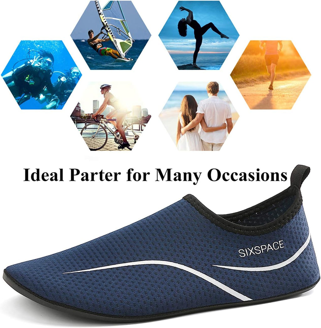 Sixspace Unisex Badeschuhe Wasserschuhe mit Rutschfester Sohle, Gr.34-47
