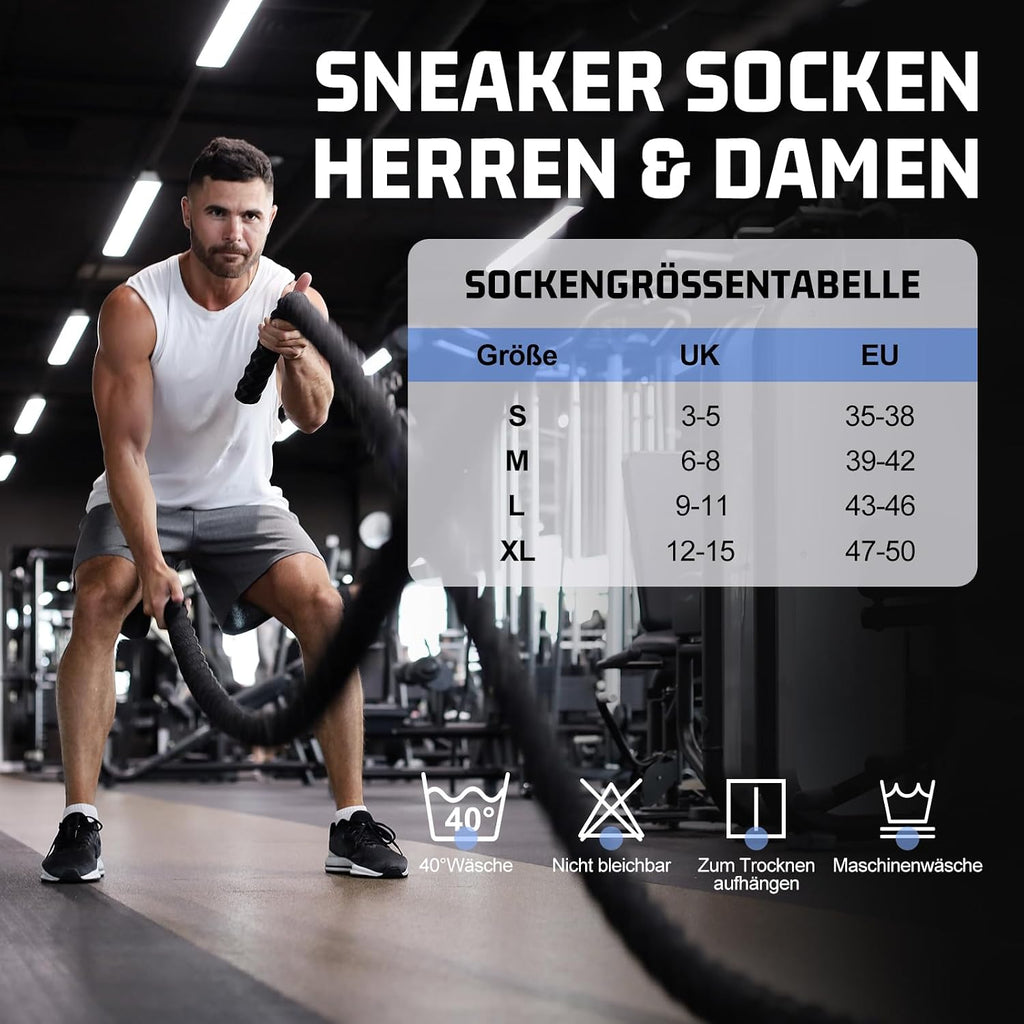 Sneaker Socken Herren Damen 10/20 Paar – Atmungsaktive Sportsocken
