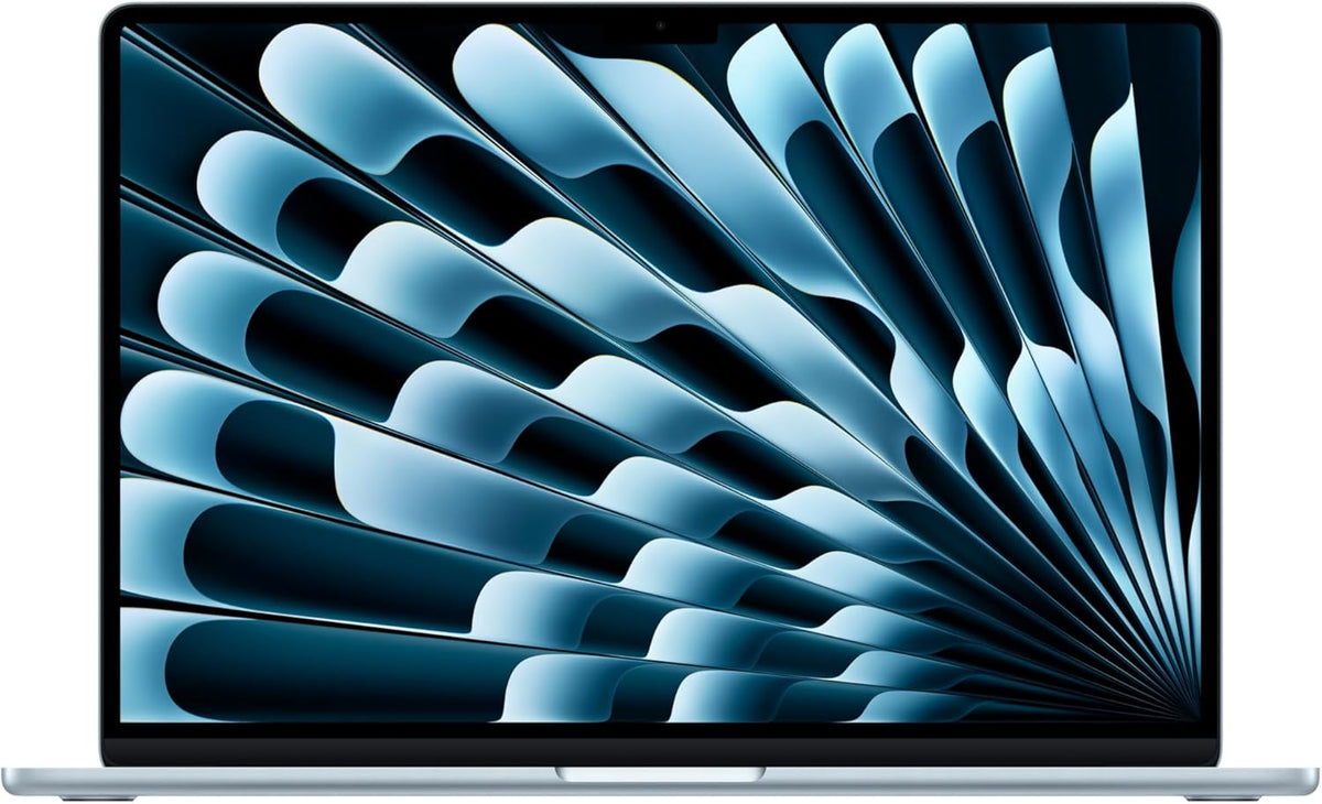 Apple MacBook Air 15,3-tum med M5-chip: Byggd för AI, Liquid Retina-skärm, 16GB enhetligt minne, 512GB SSD, 12 MP Center Stage-kamera, Touch ID, wifi 7, himmelsblå