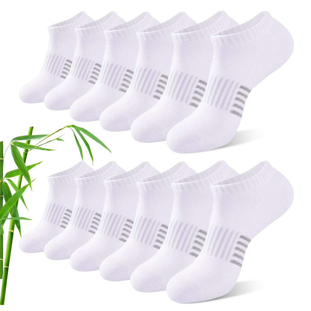 Bambus Sneaker Socken Damen 6/12 Paar, Atmungsaktive Gepolsterte Sportsocken Laufsocken, Anti Schweiß Kurze Socken Damen 39-42 35-38 Bunt, Geschenke für Frauen Sommer