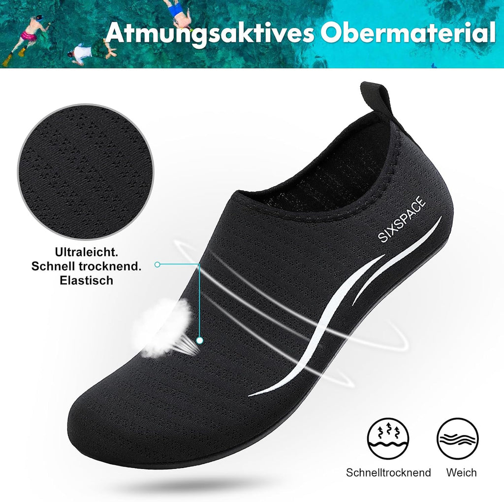 Sixspace Unisex Badeschuhe Wasserschuhe mit Rutschfester Sohle, Gr.34-47