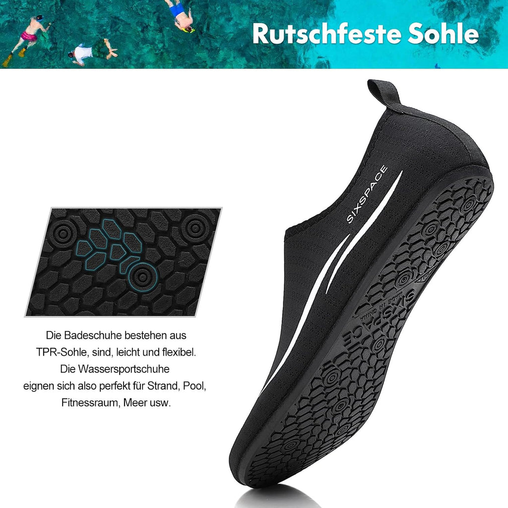 Sixspace Unisex Badeschuhe Wasserschuhe mit Rutschfester Sohle, Gr.34-47