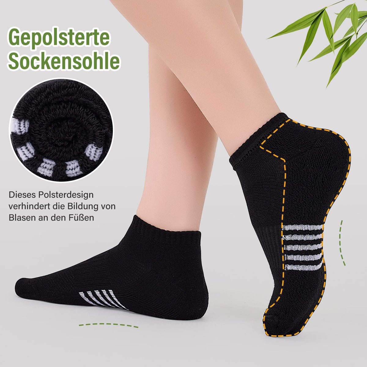 Bambus Sneaker Socken Damen 6/12 Paar, Atmungsaktive Gepolsterte Sportsocken Laufsocken, Anti Schweiß Kurze Socken Damen 39-42 35-38 Bunt, Geschenke für Frauen Sommer