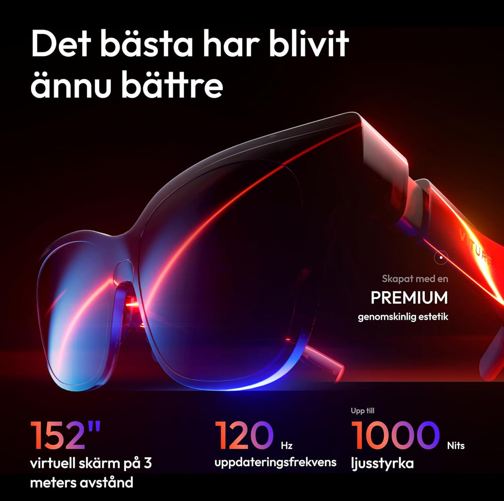 VITURE Luma Pro XR/AR-glasögon, 152" 1200p 1000 nits skarp skärm, 52° FOV
