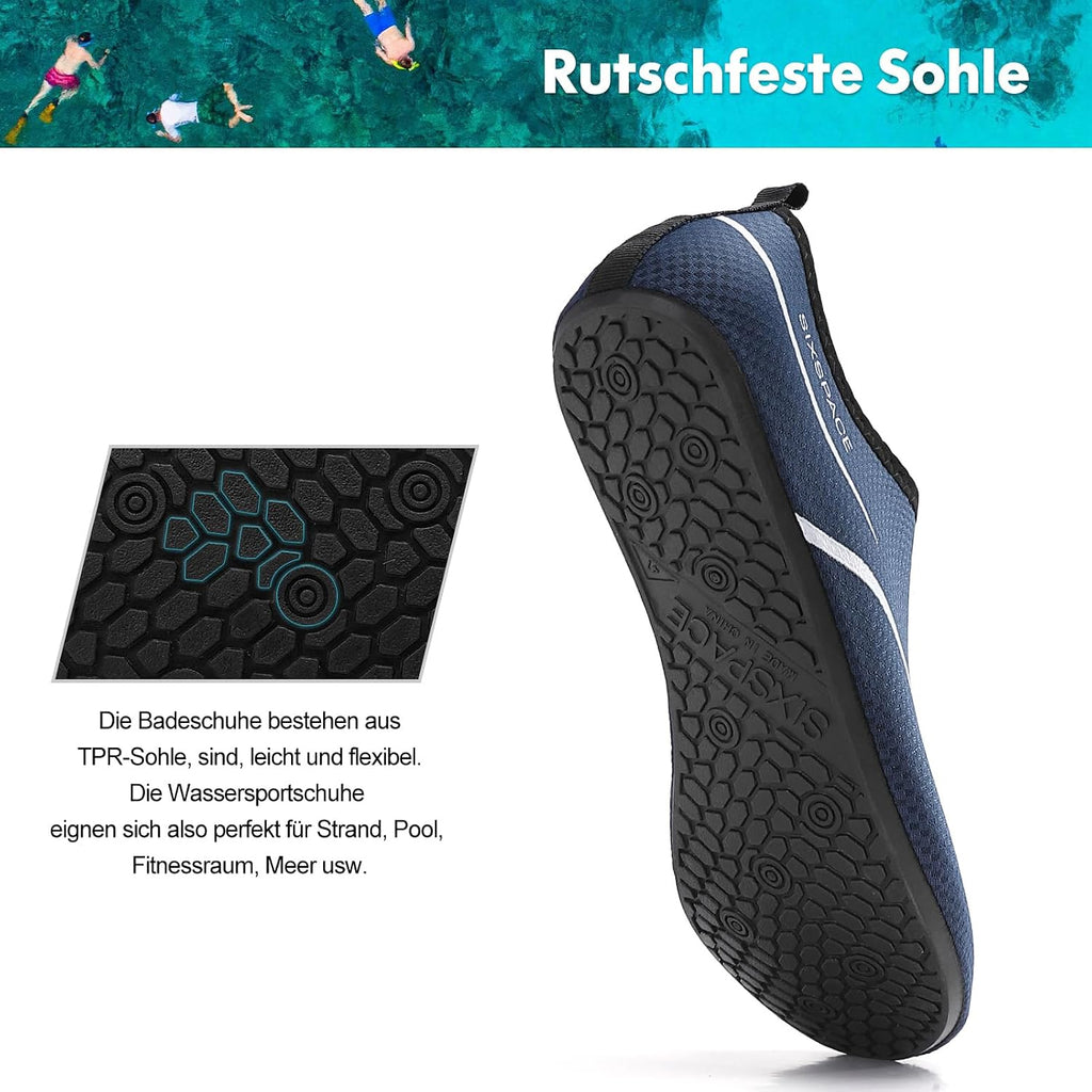 Sixspace Unisex Badeschuhe Wasserschuhe mit Rutschfester Sohle, Gr.34-47