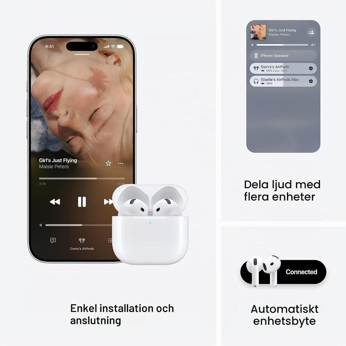 Apple AirPods 5 med trådlöst laddningsetui, trådlösa öronsnäckor