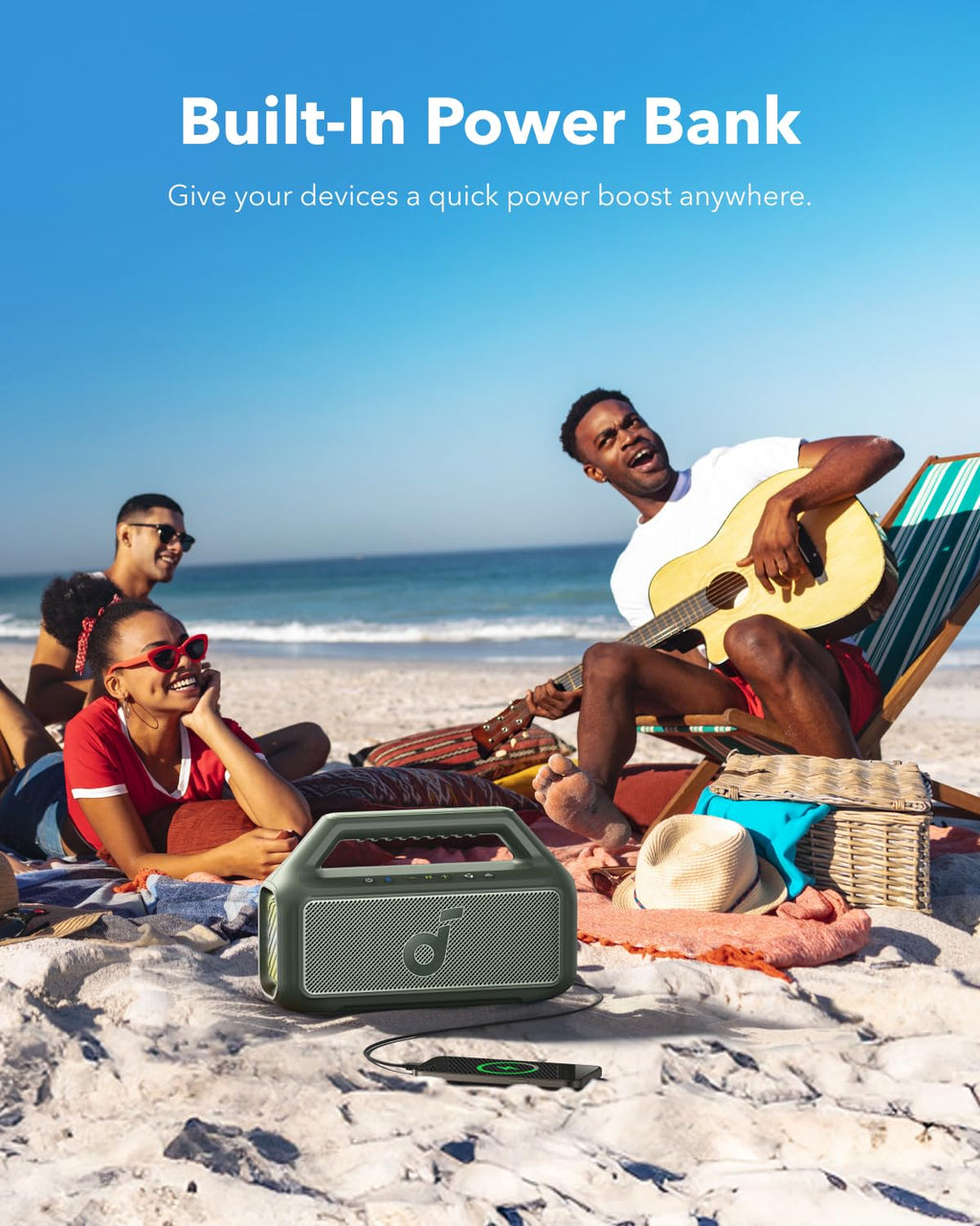 Soundcore Boom 2 by Anker, 80W Outdoor Bluetooth Speaker, 24H Playtime