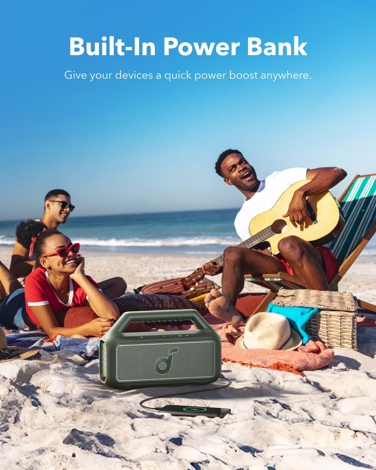 Soundcore Boom 2 by Anker, 80W Outdoor Bluetooth Speaker, 24H Playtime
