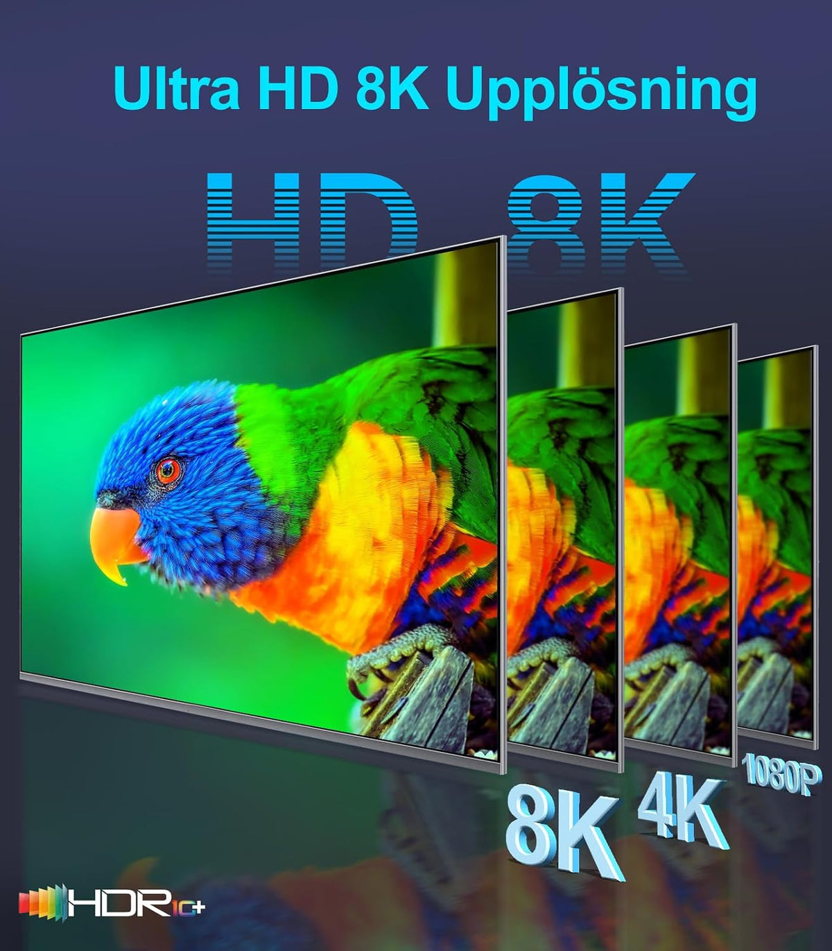 Sniokco 10K 8K 4K HDMI 2.1 Kabel 3M Certifierad 48Gbps Ultra Hög Hastighet