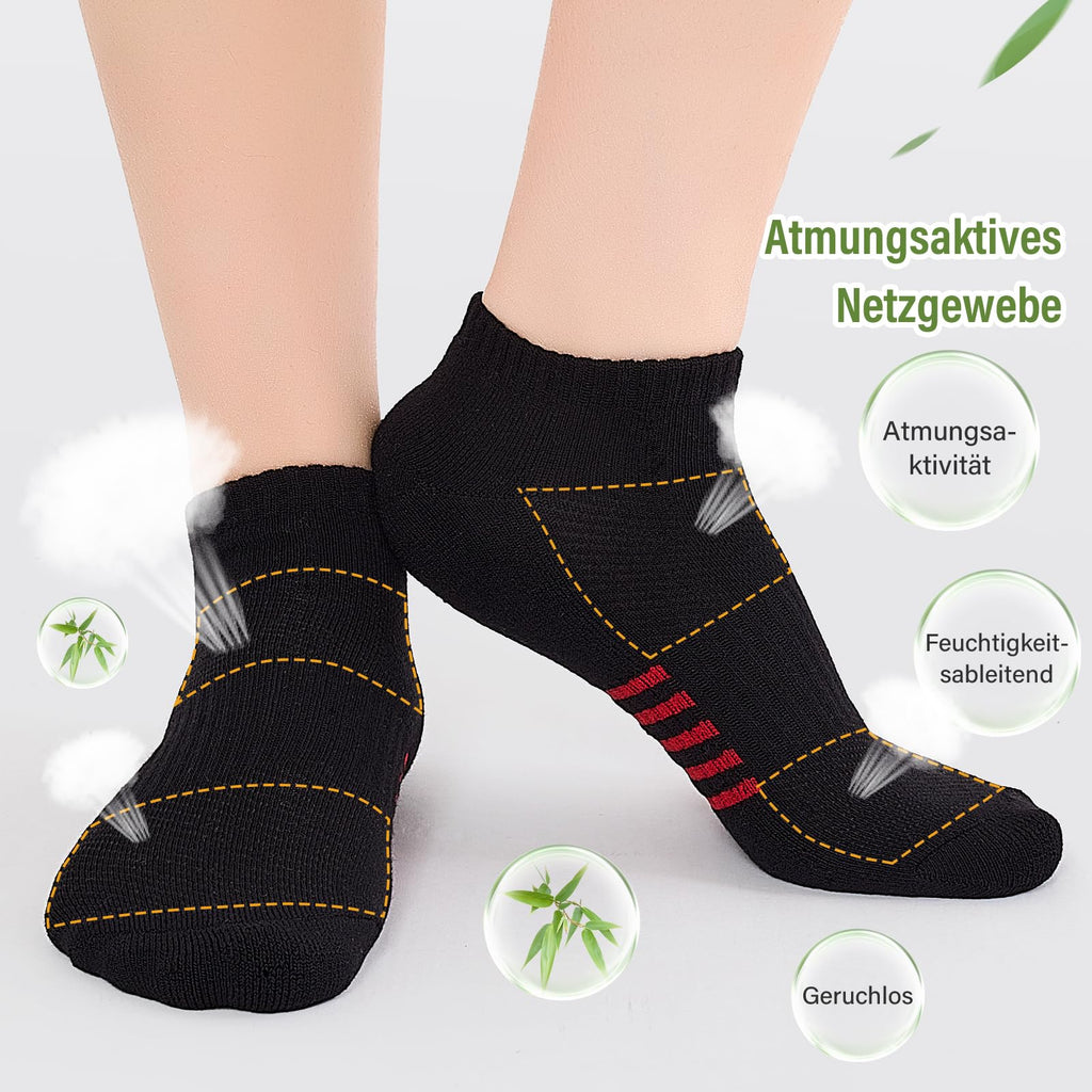 Bambus Sneaker Socken Damen 6/12 Paar, Atmungsaktive Gepolsterte Sportsocken Laufsocken, Anti Schweiß Kurze Socken Damen 39-42 35-38 Bunt, Geschenke für Frauen Sommer