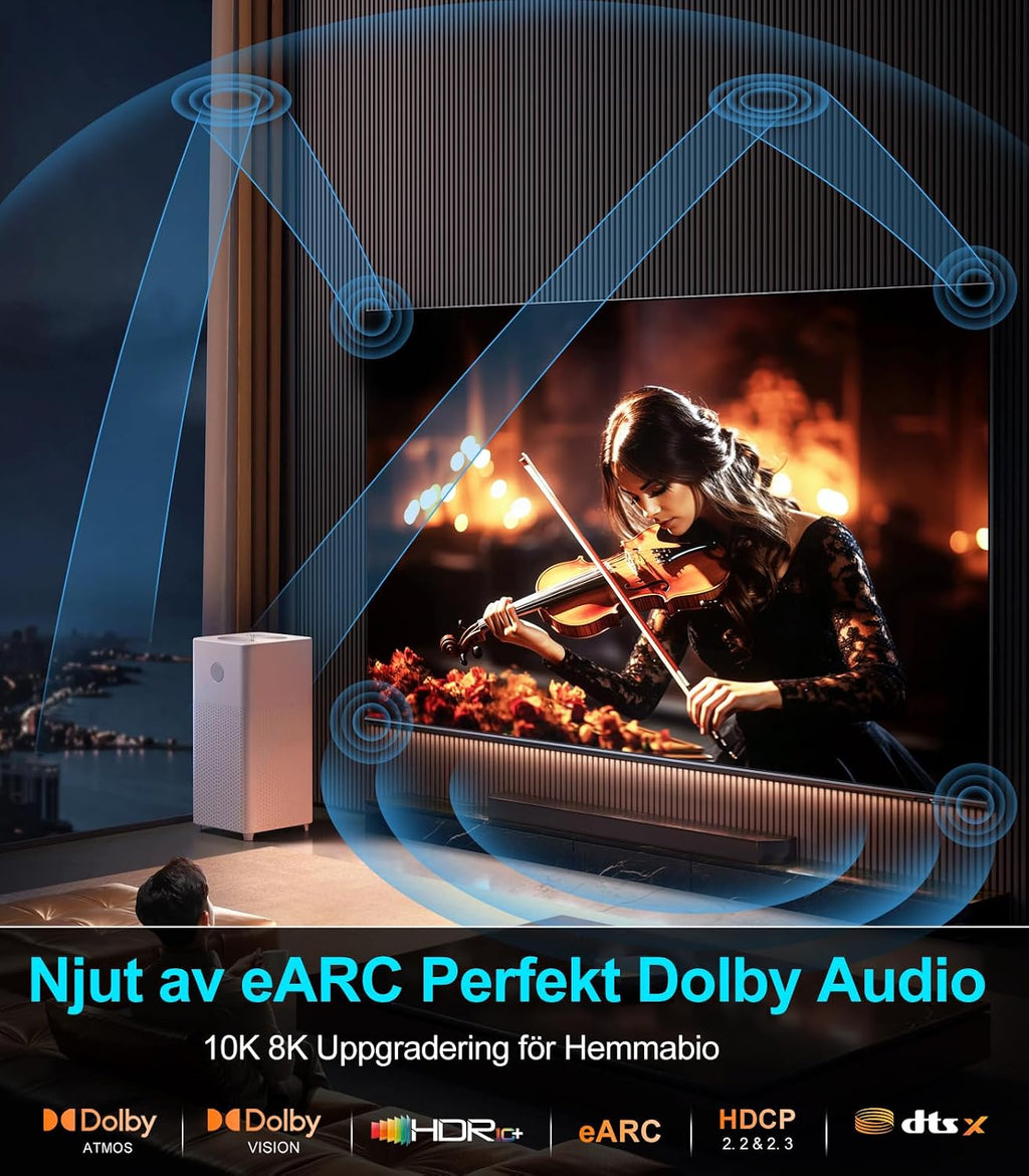 Sniokco 10K 8K 4K HDMI 2.1 Kabel 3M Certifierad 48Gbps Ultra Hög Hastighet
