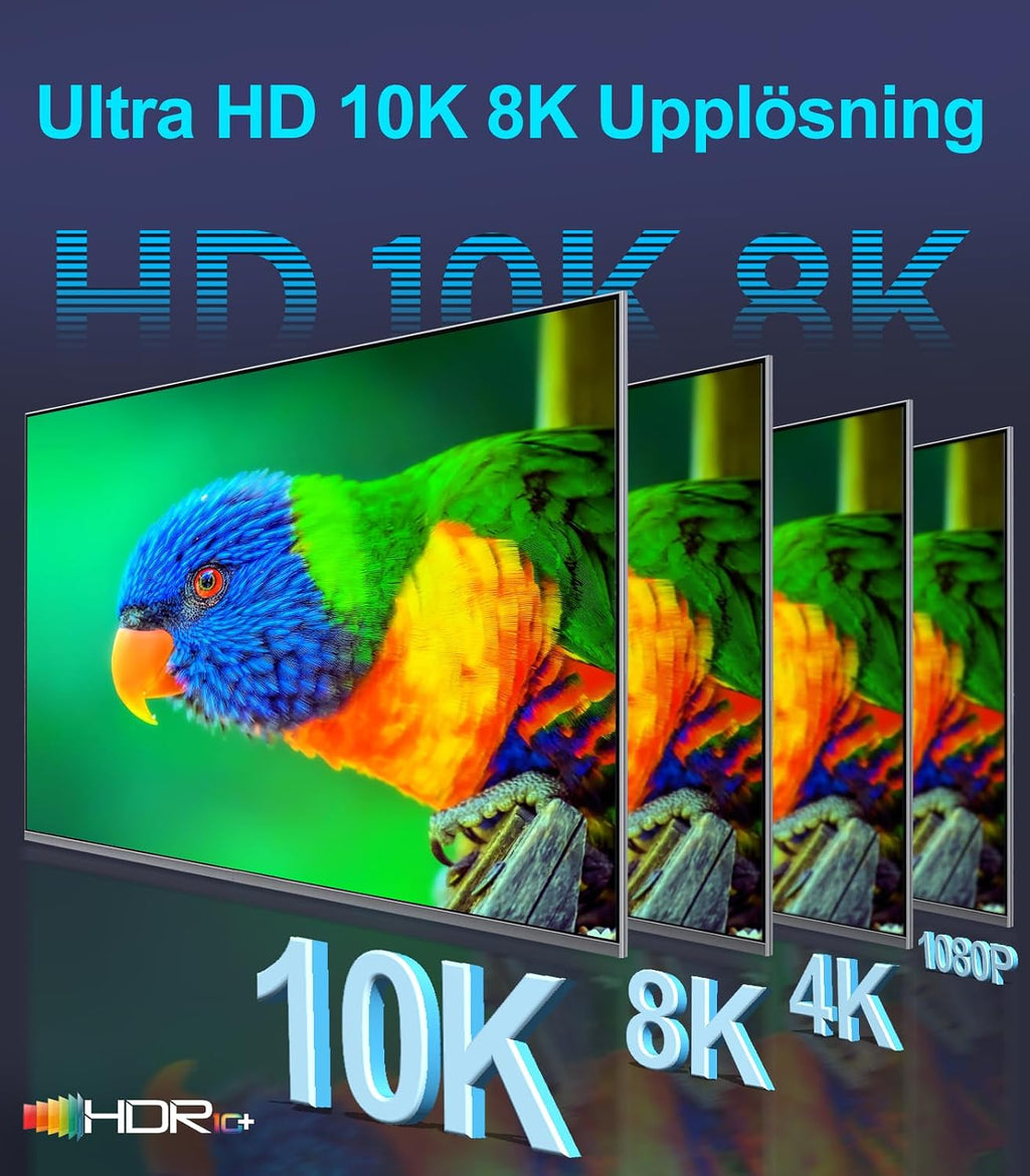 Sniokco 10K 8K 4K HDMI 2.1 Kabel 3M Certifierad 48Gbps Ultra Hög Hastighet