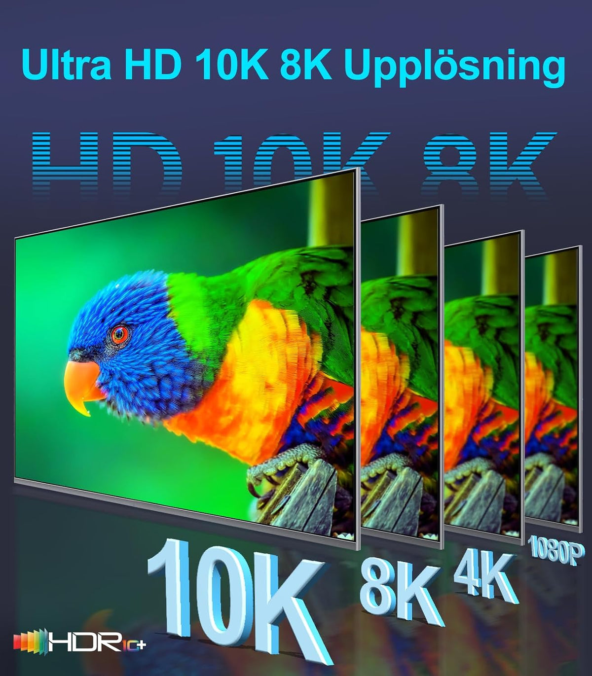Sniokco 10K 8K 4K HDMI 2.1 Kabel 3M Certifierad 48Gbps Ultra Hög Hastighet