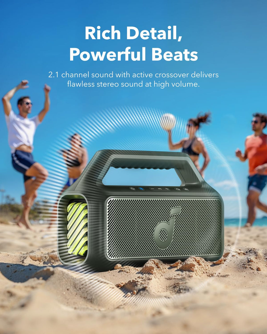Soundcore Boom 2 by Anker, 80W Outdoor Bluetooth Speaker, 24H Playtime