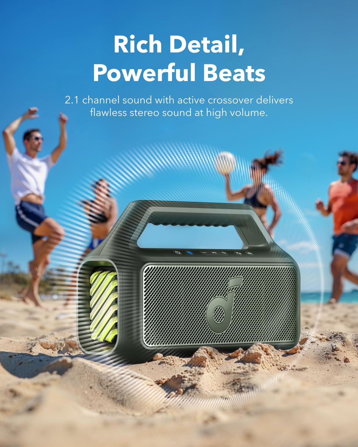 Soundcore Boom 2 by Anker, 80W Outdoor Bluetooth Speaker, 24H Playtime