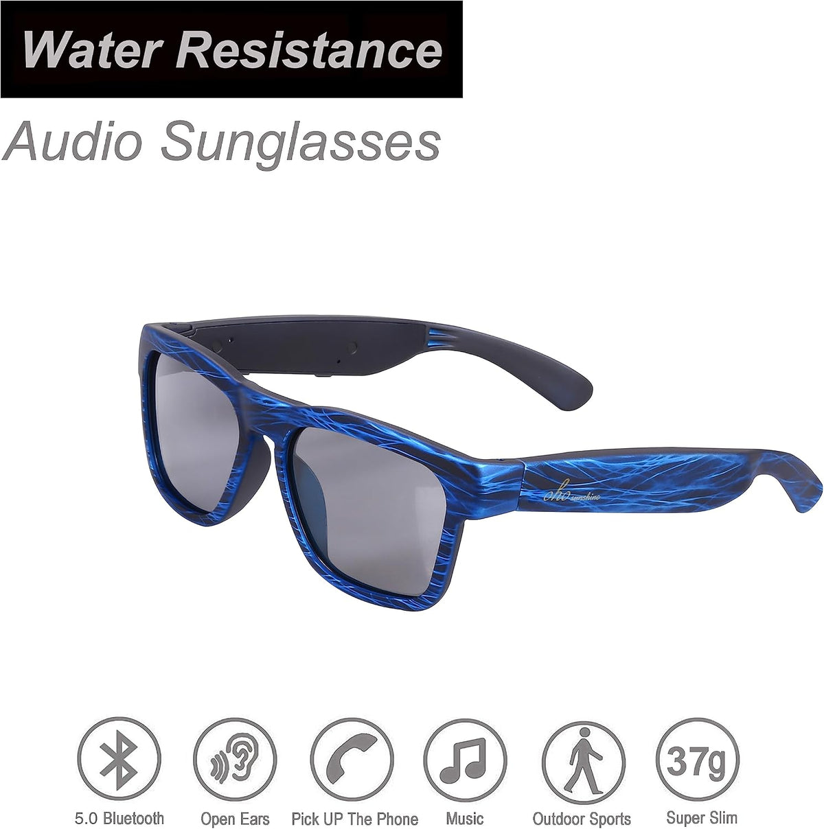 OhO smarta glasögon, polariserade solglasögon med Bluetooth-högtalare, atletisk/utomhus UV-skydd och röstkontroll, unisex