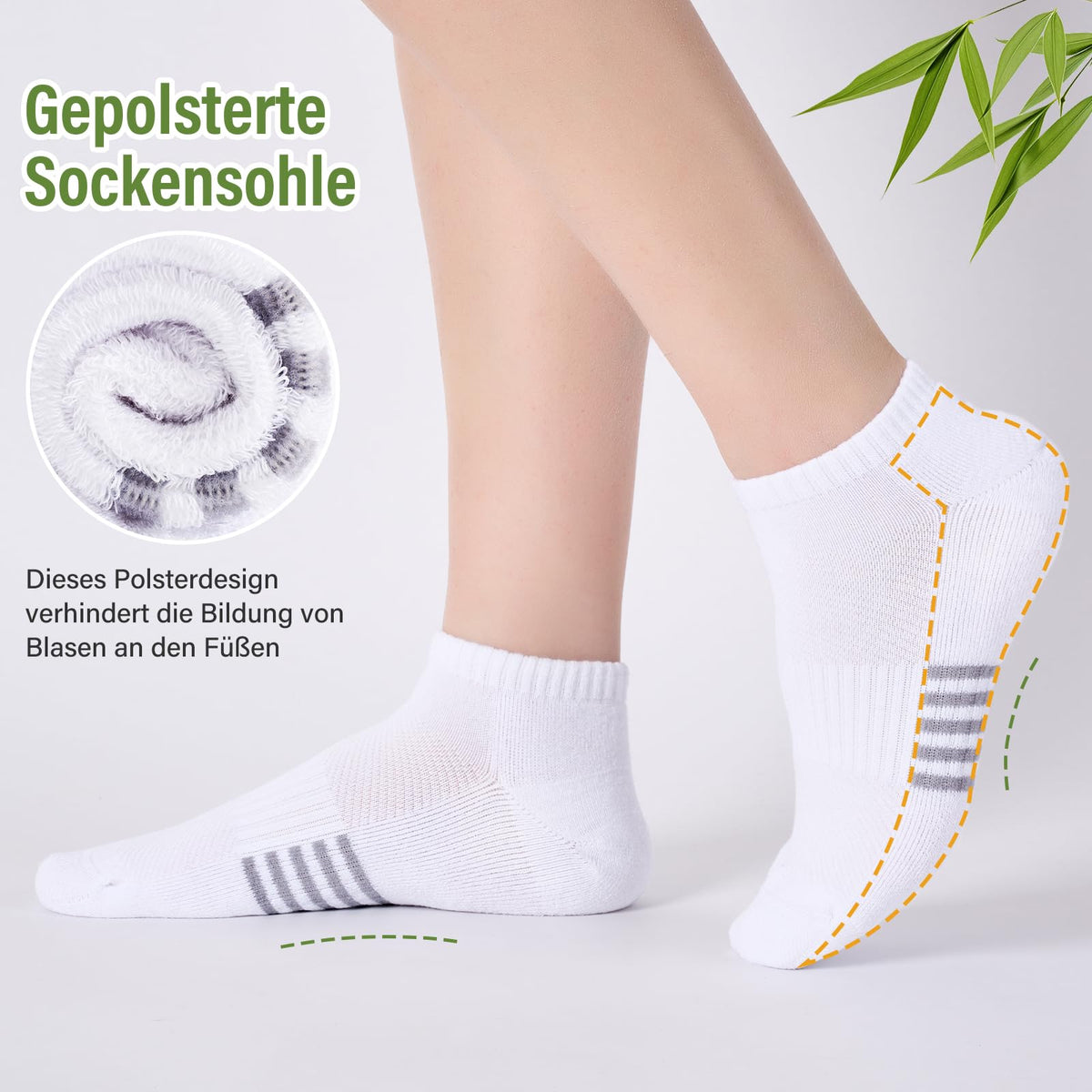 Bambus Sneaker Socken Damen 6/12 Paar, Atmungsaktive Gepolsterte Sportsocken Laufsocken, Anti Schweiß Kurze Socken Damen 39-42 35-38 Bunt, Geschenke für Frauen Sommer