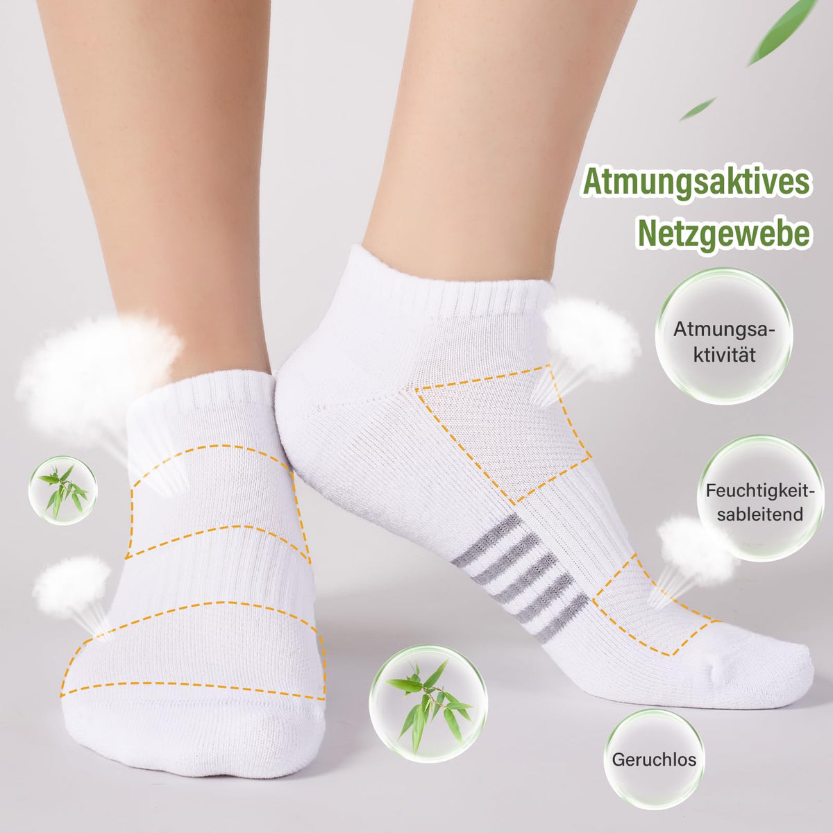 Bambus Sneaker Socken Damen 6/12 Paar, Atmungsaktive Gepolsterte Sportsocken Laufsocken, Anti Schweiß Kurze Socken Damen 39-42 35-38 Bunt, Geschenke für Frauen Sommer