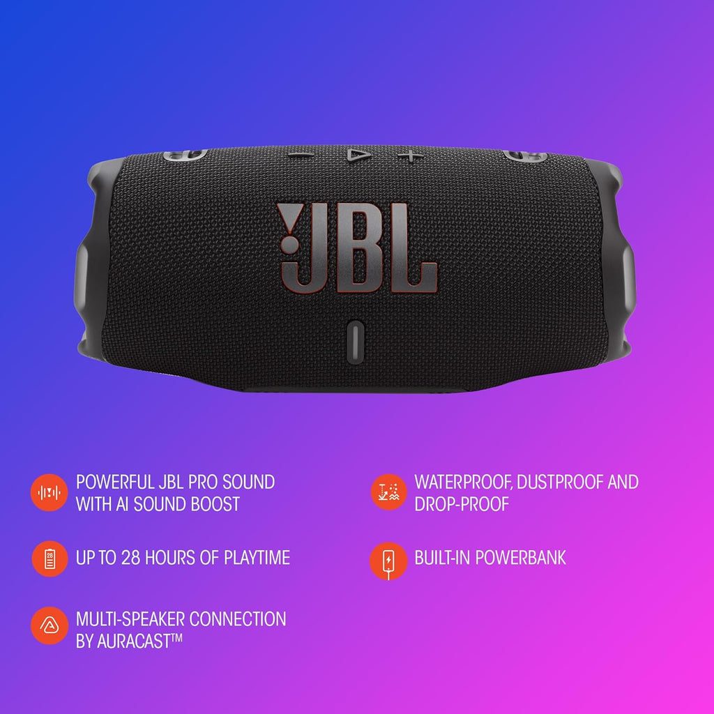 JBL Charge 6 - Portable Waterproof & DropProof Bluetooth Speaker (Blue)