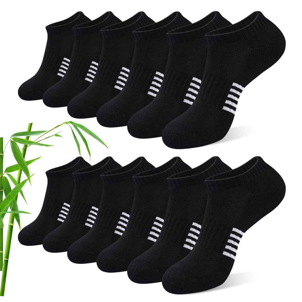 Bambus Sneaker Socken Damen 6/12 Paar, Atmungsaktive Gepolsterte Sportsocken Laufsocken, Anti Schweiß Kurze Socken Damen 39-42 35-38 Bunt, Geschenke für Frauen Sommer