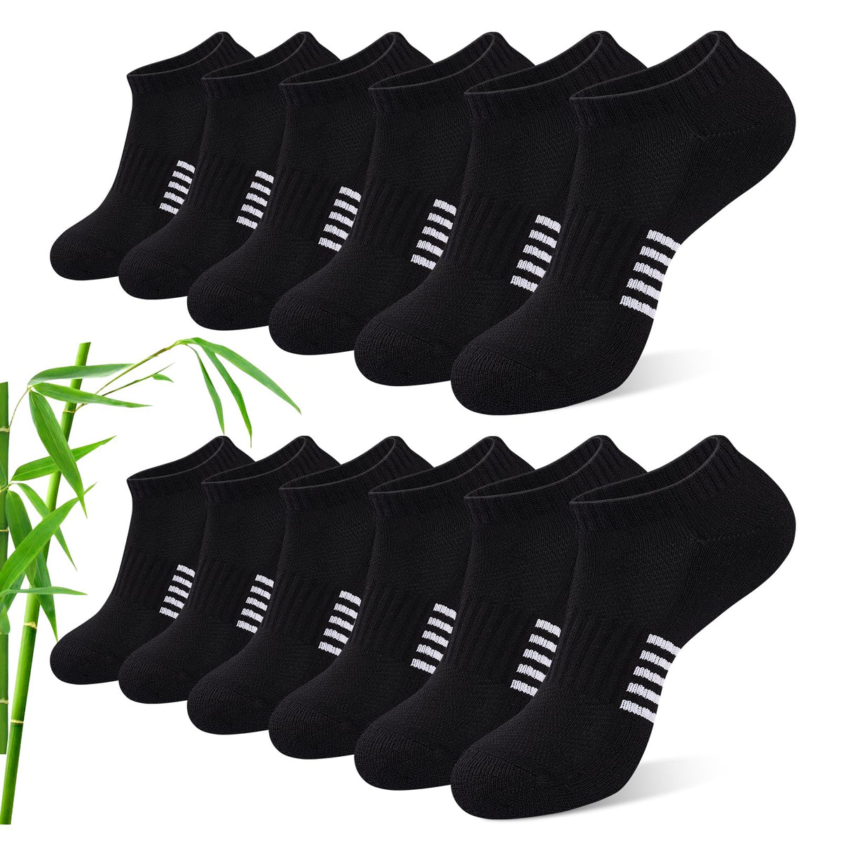 Bambus Sneaker Socken Damen 6/12 Paar, Atmungsaktive Gepolsterte Sportsocken Laufsocken, Anti Schweiß Kurze Socken Damen 39-42 35-38 Bunt, Geschenke für Frauen Sommer