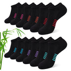 Bambus Sneaker Socken Damen 6/12 Paar, Atmungsaktive Gepolsterte Sportsocken Laufsocken, Anti Schweiß Kurze Socken Damen 39-42 35-38 Bunt, Geschenke für Frauen Sommer