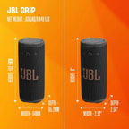 JBL Grip Portable Bluetooth Speaker, Waterproof, Ambient Light - Black