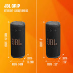 JBL Grip Portable Bluetooth Speaker, Waterproof, Ambient Light - Black