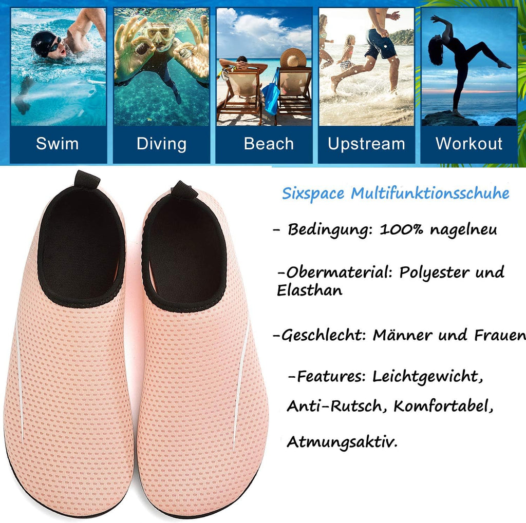 Sixspace Unisex Badeschuhe Wasserschuhe mit Rutschfester Sohle, Gr.34-47