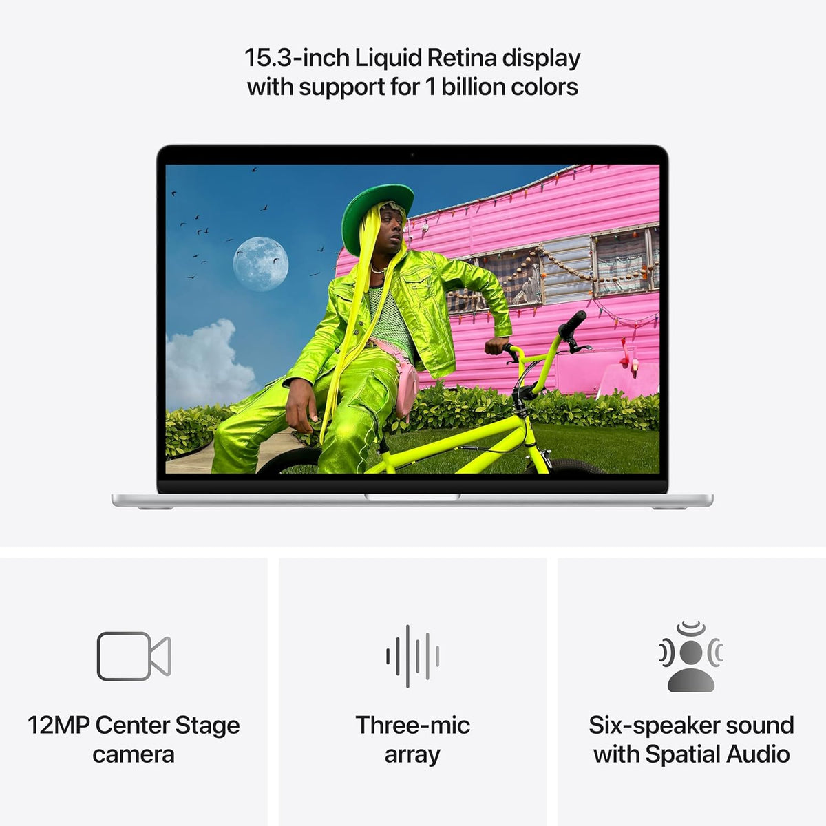 Apple MacBook Air 15,3-tum med M5-chip: Byggd för AI, Liquid Retina-skärm, 16GB enhetligt minne, 512GB SSD, 12 MP Center Stage-kamera, Touch ID, wifi 7, himmelsblå
