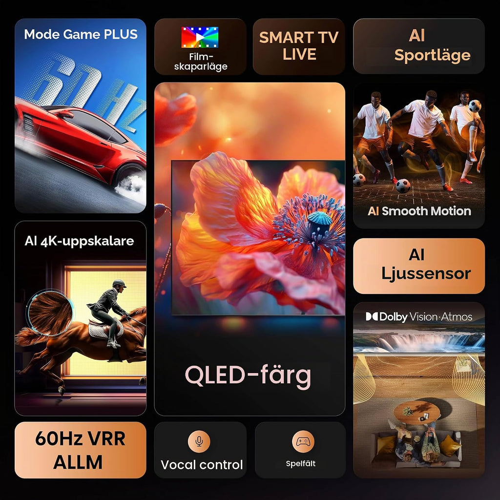 Hisense 43E7DS TV QLED 4K 43" (108 cm) 2026 – E7DS-serien – Dolby Vision IQ, Game Mode Plus, 120Hz HSR, Smart TV