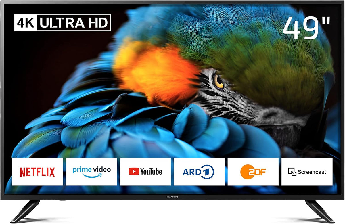 DYON Smart 40 VX-2 Full HD-TV, trippel HD-mottagare (DVB-C/-S2/-T2), App Store, Prime Video, Netflix, YouTube, DAZN, Disney+, svart